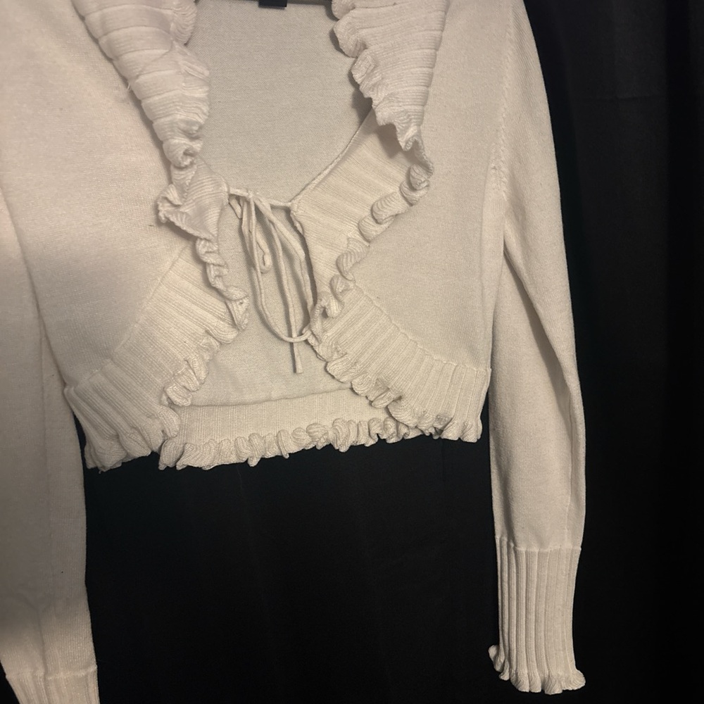 Forever 21 Cream Ruffled Sweater